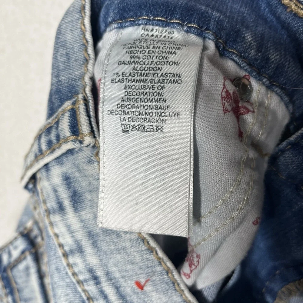 True Religion Cut-Off Shorts Men's 36 Light Wash Denim Vintage Distressed Grunge